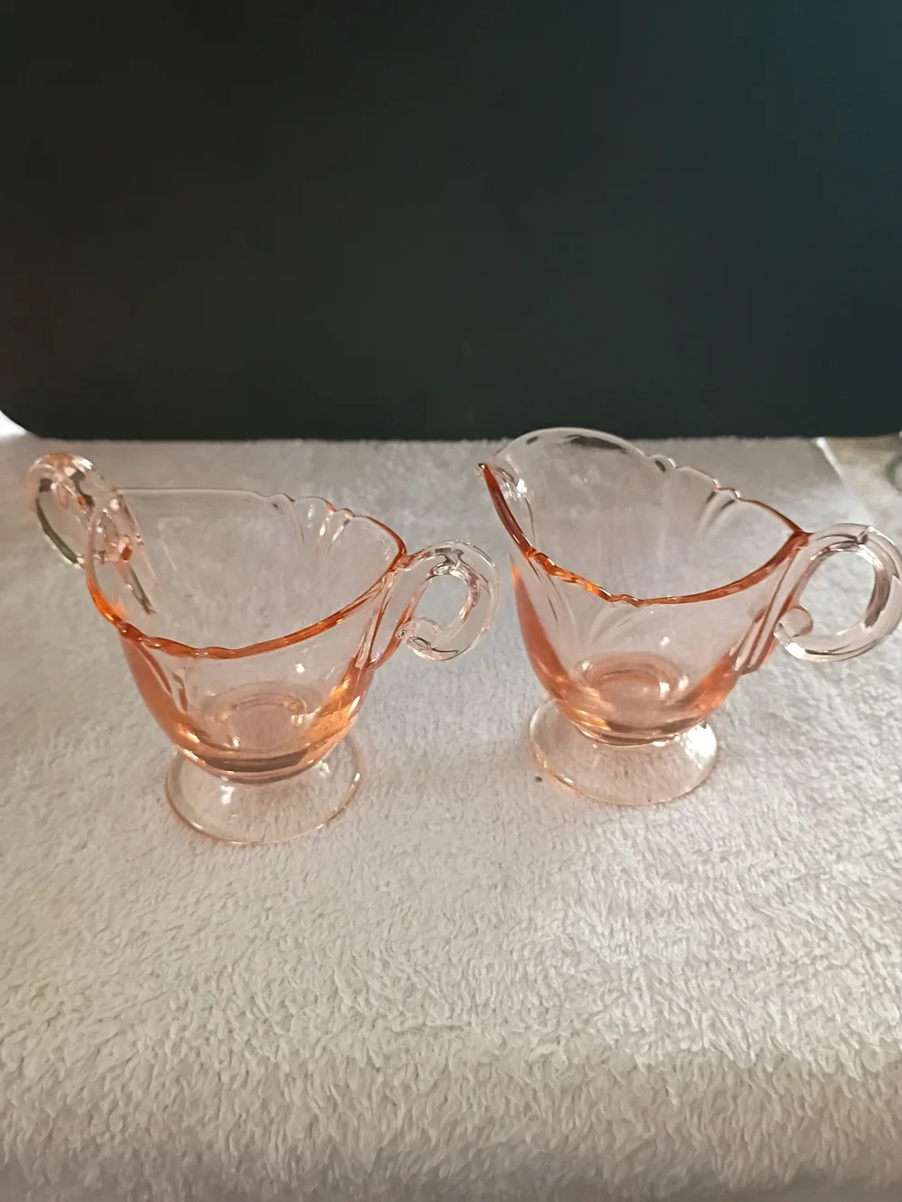Vintage Fosteria Pink Depression Glass Creamer and Sugar Set